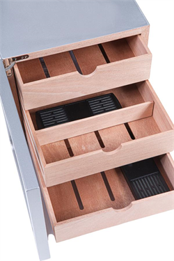 Cohiba Çekmeceli Sedir Humidor Puro Kutusu Gümüş