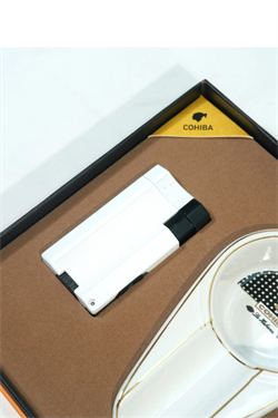 Cohiba Çift Torch Beyaz Çakmak Beyaz Küllük İkili Puro Seti