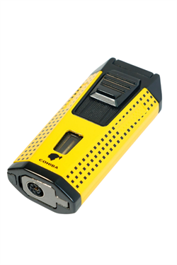 Cohiba Çift Torch Pürmüz Delicili Sarı Siyah Nokta Desenli Metal Puro Çakmağı