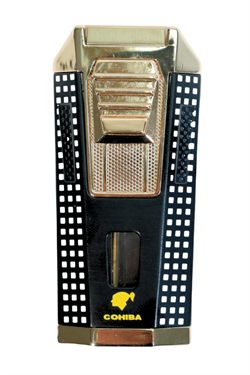 Cohiba Çift Torch Pürmüz Delicili Siyah Beyaz Nokta Desenli Metal Puro Çakmağı