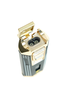 Cohiba Çift Torch Pürmüz Delicili Siyah Beyaz Nokta Desenli Metal Puro Çakmağı