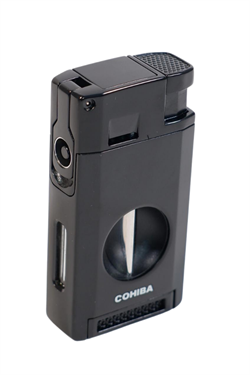 Cohiba Çift Torch Pürmüz Kesici & Delici Siyah Metal Puro Çakmağı