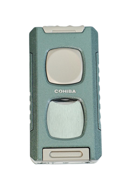 Cohiba Çift Torch Pürmüz Kesici & Delici & İğneli Yeşil Metal Puro Çakmağı