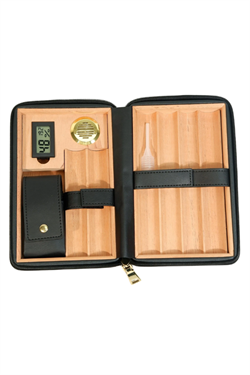 Cohiba Dahili Çakmak Siyah Deri Puro Taşıma Çantası & Seyahat Humidoru