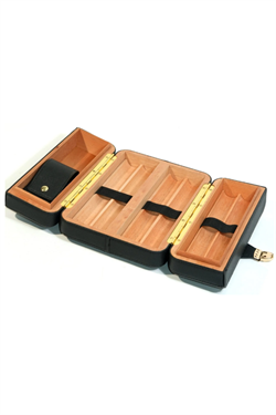 Cohiba Dahili Çakmak Siyah Deri Puro Taşıma Çantası & Seyahat Humidoru