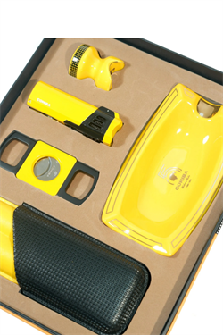 Cohiba Dört Torch Çakmak Küllük Sehpa Kesici Kılıf Sarı Beşli Puro Seti TR9860