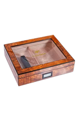 Cohiba Kahverengi Camlı Sedir Humidor Puro Kutusu - TR9823