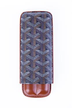 Cohiba Kahverengi Goyard Desenli İkili Deri Puro Kılıfı - TR8218