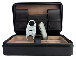 Cohiba Koyu Kahverengi Çakmak Kesicili Puro Taşıma Çantası