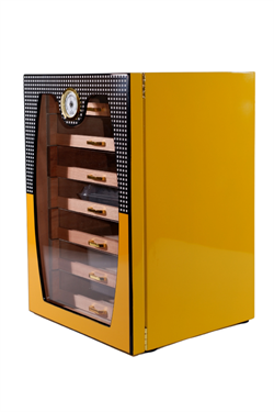 Cohiba Sarı-Gri Nokta Desenli 7 Çekmeceli Sedir Humidor Puro Kutusu