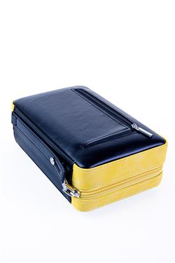 Cohiba Sarı-Siyah Çakmak Kesicili Deri Puro Taşıma Çantası & Seyahat Humidoru