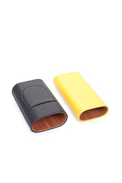 Cohiba Sarı Siyah İkili Kesici Bölmeli Deri Puro Kılıfı TR6871