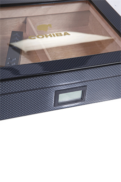 Cohiba Siyah Karbon Desenli Sedir Humidor Puro Kutusu