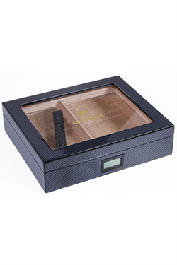 Cohiba Siyah Karbon Desenli Sedir Humidor Puro Kutusu