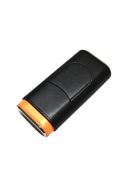 Cohiba Siyah Taba Kesici Bölmeli Üçlü Deri Puro Kılıfı