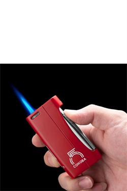 Cohiba Tek Torch Pürmüz 55. Yıl Özel Üretim Dahili Delicili Kırmızı-Gümüş Puro Çakmağı