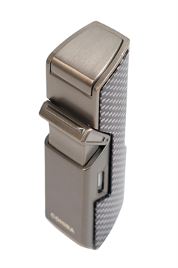 Cohiba Tek Torch Pürmüz Delici İğneli Karbon Desenli Metal Puro Çakmağı