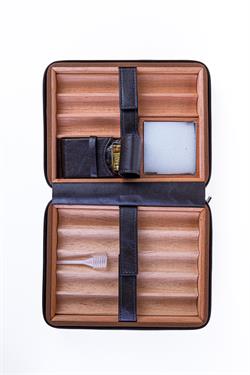 Cohiba XLL Parlak Siyah Dahili Çakmak Deri Puro Taşıma Çantası & Seyahat Humidoru