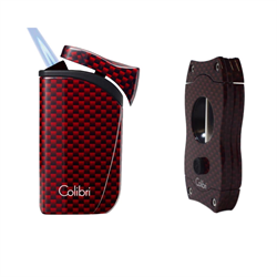 Colibri Kırmızı Karbon Desenli Çakmak Kesici Set - CLBRSET3