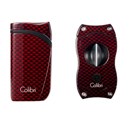 Colibri Kırmızı Karbon Desenli Çakmak Kesici Set - CLBRSET3
