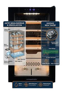 Conquistador Elektronik Nemlendirme & Soğutmalı Puro Dolabı CNQ-041