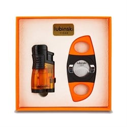 Lubinski 3 Torch Çakmak Ve Kesici Puro Seti Turuncu LB-721