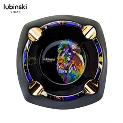 Lubinski Aslan Desenli Siyah Dörtlü Porselen Puro Küllüğü LB-845