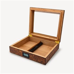 Lubinski Cedar Basic Camlı Puro Kutusu Humidor Slim Dijital Kahve 15s LB-004