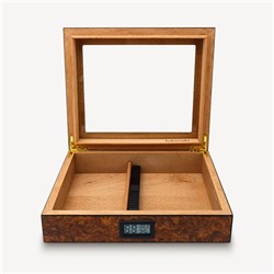 Lubinski Cedar Basic Camlı Puro Kutusu Humidor Slim Dijital Kahve 15s LB-004