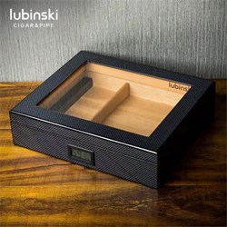 Lubinski Cedar Basic Camlı Puro Kutusu Humidor Slim Dijital Karbon 15s LB-024