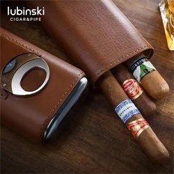 Lubinski Deri 3lü Puro Kılıfı Kesicili Kahve(60 Ring) LB-504