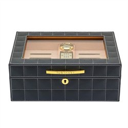 Lubinski Deri Camlı Humidor Puro Kutusu Gri 50s LB-026