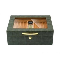 Lubinski Deri Camlı Humidor Puro Kutusu Yeşil 50s LB-012