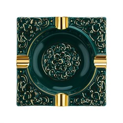 Lubinski Kabartma Motif Porselen Puro Küllüğü Yeşil/Gold 4lü LB-841