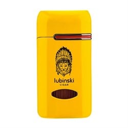 Lubinski Lion Kapaklı Delicili Tek Torch Puro Çakmağı Sarı LB-192