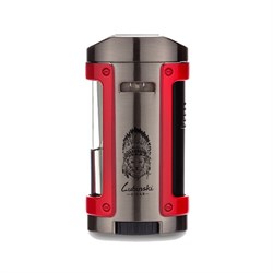 Lubinski Sehpalı Kılıflı Dört Torch Puro Çakmağı Gunmetal-Kırmızı LB-705