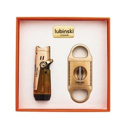 Lubinski Yeni Seri Çakmak Ve Kesici Puro Seti Gold LB-715