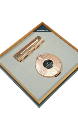 Parmida 3 Torch Bronz Çakmak Bronz V Kesici İkili Puro Seti