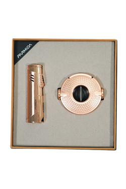 Parmida 3 Torch Bronz Çakmak Bronz V Kesici İkili Puro Seti