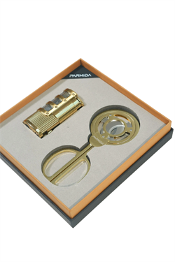 Parmida 3 Torch Gold Çakmak Gold Makas İkili Puro Seti