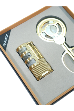 Parmida 3 Torch Gold Çakmak Gold Makas İkili Puro Seti