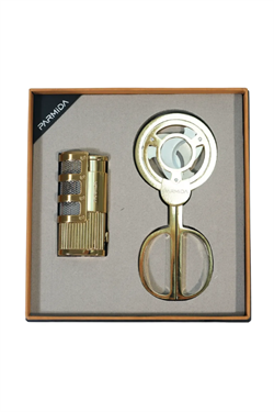 Parmida 3 Torch Gold Çakmak Gold Makas İkili Puro Seti