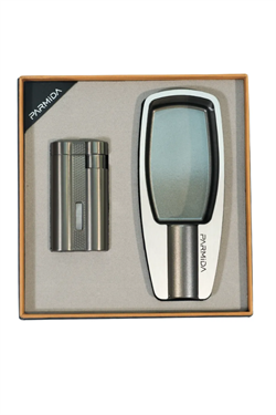 Parmida 3 Torch Gunmetal Çakmak Gunmetal Tekli Küllük İkili Puro Seti