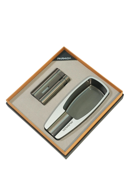 Parmida 3 Torch Gunmetal Çakmak Gunmetal Tekli Küllük İkili Puro Seti