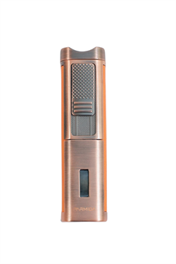 Parmida 3 Torch Pürmüz Sehpalı Gövdesi Turuncu Deri Bronz Metal Puro Çakmağı