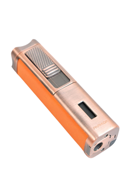 Parmida 3 Torch Pürmüz Sehpalı Gövdesi Turuncu Deri Bronz Metal Puro Çakmağı