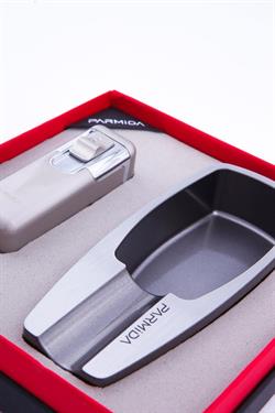 Parmida 4 Torch Çakmak Tekli Küllük İkili Gümüş Puro Seti