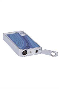 Parmida Çift Torch Pürmüz Mavi-Gümüş Ahşap Desenli Metal Puro Çakmağı