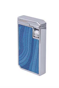 Parmida Çift Torch Pürmüz Mavi-Gümüş Ahşap Desenli Metal Puro Çakmağı