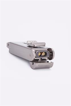 Parmida Çift Torch Pürmüz Parlak Gümüş Metal Puro Çakmağı